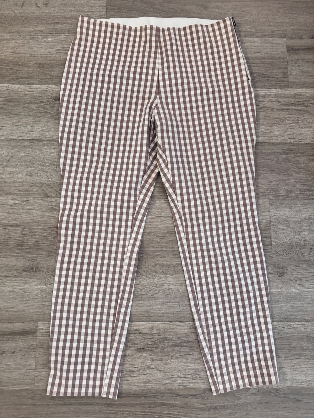 a new day Brown and White Gingham Chinos
